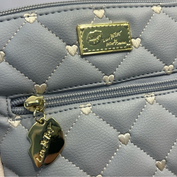 Luv Betsey - Betsey Johnson Blue, White & Pink heart Accent Crossbody Bag - Picture 9 of 9
